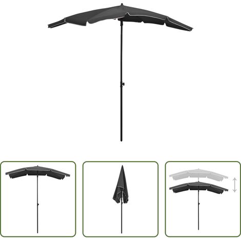 Parasol anti-UV - Parasol de jardin avec mât 200x130 cm anthracite (1/5)