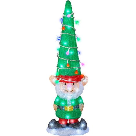 Figura led acrílica para exterior de elfo, 19 x 12,5 x 60 cm