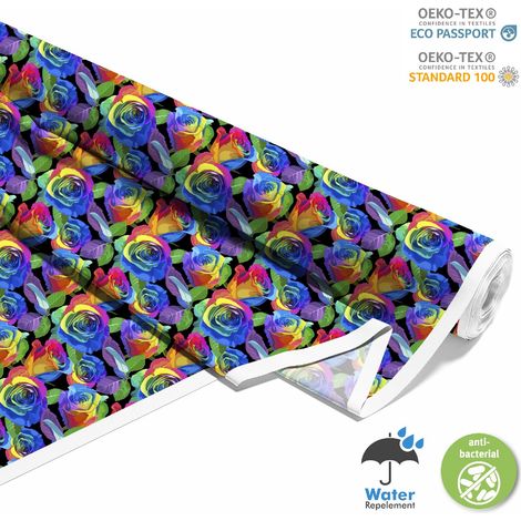 TESSUTI DECORATIVI PER ESTERNI OXFORD - motivo rose arcobaleno (1/5)
