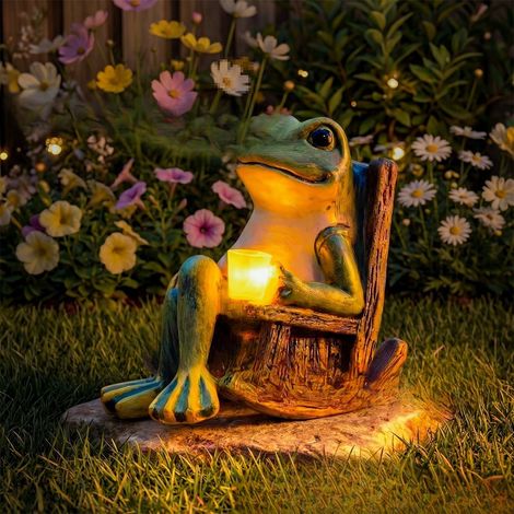 Neuer leuchtender Gartenfrosch-Solarschaukelstuhl mit Froschlampe