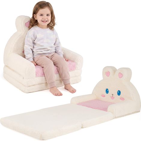 COSTWAY 2 en 1 Canapé-lit Enfant Pliable avec Motif Lapin (1/5)