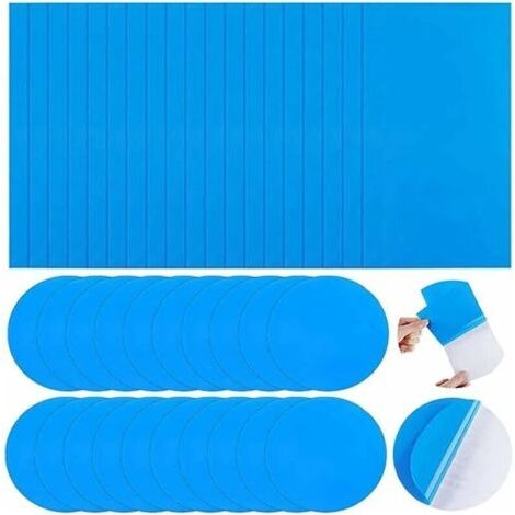 40 Pièces Rustine Piscine Kit de Réparation Patchs de Réparation Auto-Adhésifs PVC Patch Liner Piscine pour Lits Gonflables Anneaux de Natation Kayaks Piscines