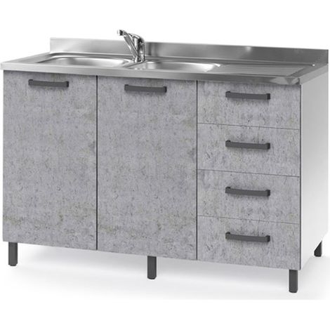 Sottolavello cucina montato con ante cemento 120 cm. (1/2)