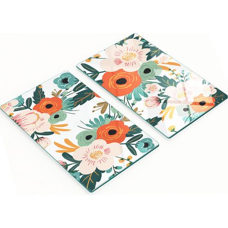 Tableros de vidrio duraderos y elegantes con estampado floral, estilo vintage, 2x30x52 cm