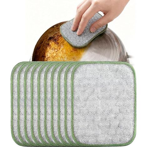 Chiffons Multifonctions pour Lave-Vaisselle 2026, Éponges Métalliques Double Couche Réutilisables et Non Rayantes pour le Nettoyage de la Cuisine (1/5)
