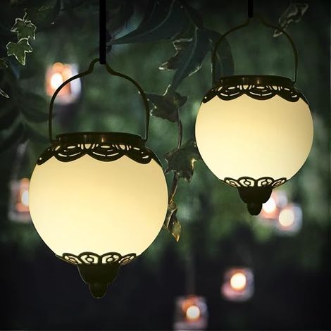 Solar Lantern Outdoor Hanging Ball Waterproof Solar Lights Outdoor Garden Path Balcony Porch Wall Decor (1/5)