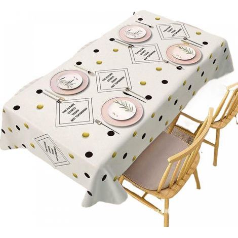 140x140cm Rectangular PVC Tablecloth Waterproof Stain Resistant Easy Care Modern Vinyl Tablecloths Decor, for Dining Table Picnic Party Garden (1/5)