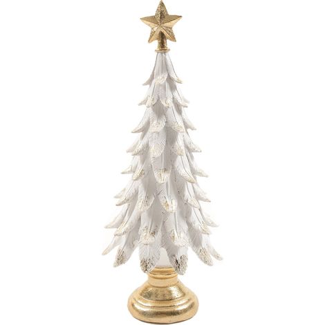 Albero di Natale in resina con stella per decorazioni natalizie h 41 cm -Bianco (1/3)
