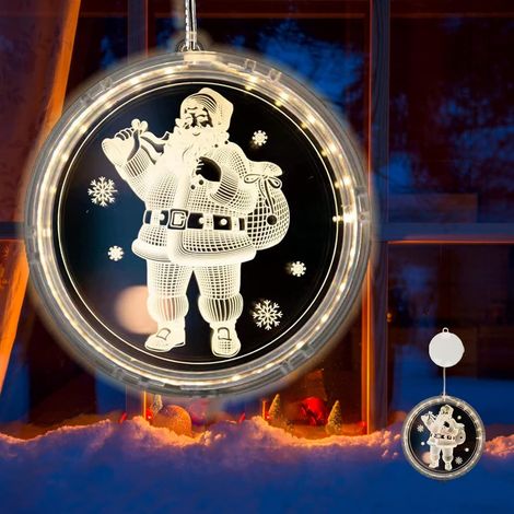 Weihnachtsdeko-Fensterlicht, weihnachtliche Saugnapf-Lichter, hängende Fensterlichter, weihnachtliche Fensterlichter-Dekoration, weihnachtliche LED-Aufhängung für drinnen und draußen (1/5)