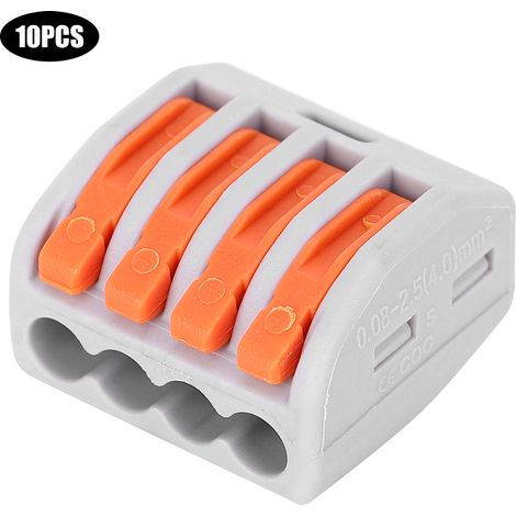 Lot de 10 borniers PCT-214 à 4 voies pour câbles électriques d'éclairage, connexion rapide (1/5)