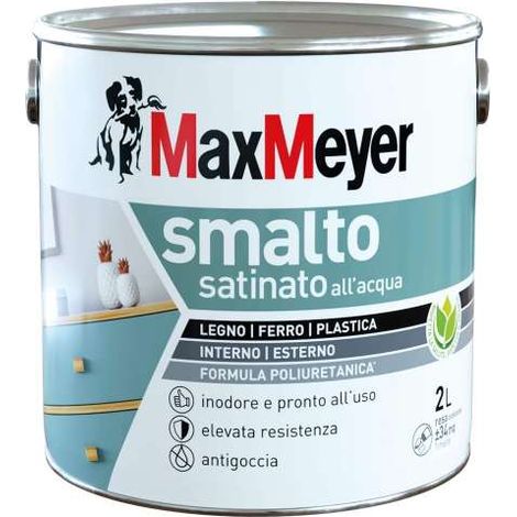 MaxMeyer Smalto All'Acqua Poliuretanico Effetto Satinato, Bianco, 2L (1/4)