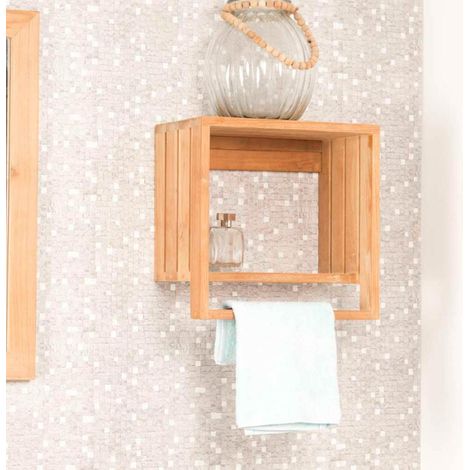 Toallero balda de pared de teca Chloé
