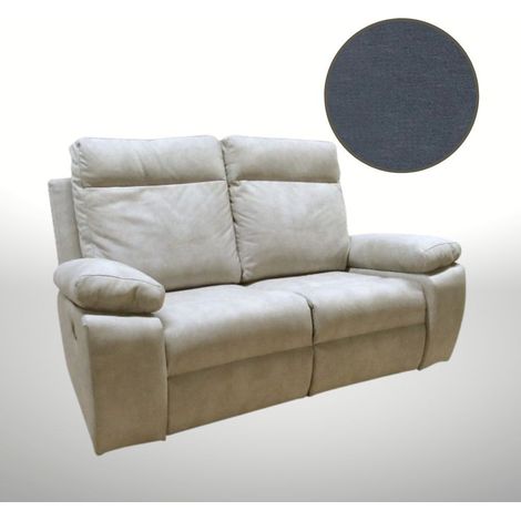 Divano Milano 2 posti 2 recliner manuali grigio (1/3)