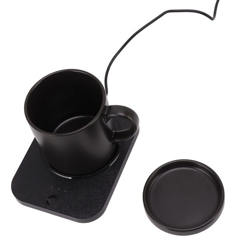 Tassenwärmer-Set (55 °C), USB-Milchwärmer, 3 Temperaturstufen, für Büro und Zuhause, Schwarz (1/5)