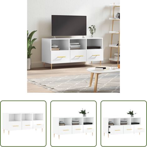 Hochglanz-Weiß - TV-Schrank Hochglanz-Weiß 102x36x50 cm Holzwerkstoff (1/5)