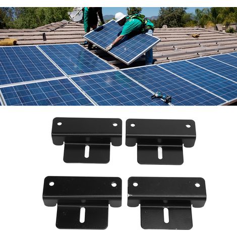 Support de montage pour panneau solaire, support en aluminium en forme de Z pour panneau solaire, kit de support pour panneau solaire de toit pour camping-cars, bateaux, murs, caravanes, yachts, noir. (1/5)
