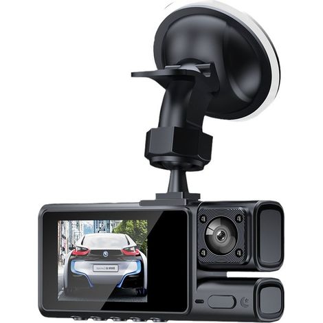 Autokamera, Dashcam vorne und hinten, 1080P HD 3-Kanal-Fahrtenrekorder mit 3 Kameras vor, im und hinter dem Auto