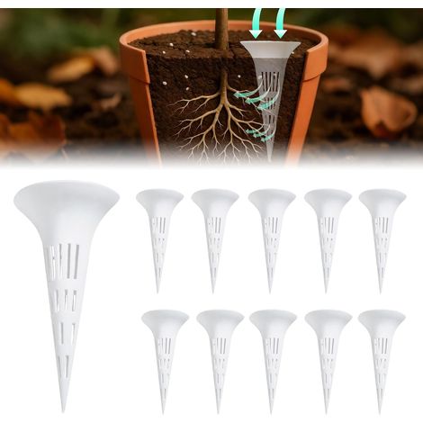 Bewässerungs- und Düngekegel für Pflanzen – 12 Stück, Gartenzubehör zur direkten Wasser- und Nährstoffversorgung der Wurzeln, ideal für Blumen, Gemüse, Bäume und Sträucher (1/5)