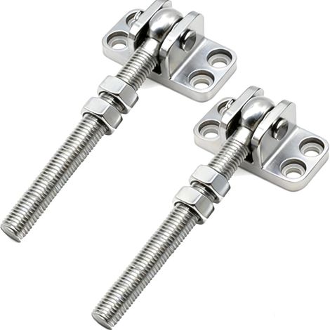Lot de 2 charnières de portail réglables M16 - 112 mm - En acier inoxydable - Plaque de fixation robuste pour porte de jardin, porte de cour et porte de clôture en bois/métal - M16-160 mm (1/5)