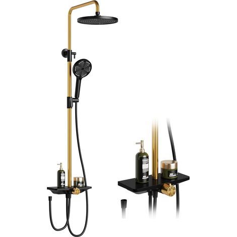 Hoerfuriy – Colonne de douche mécanique réglable 74-114 cm – Pommeau XL 25 cm effet pluie – Tuyaux inox 150 cm – Compatible chauffe-eau instantanés (1/5)