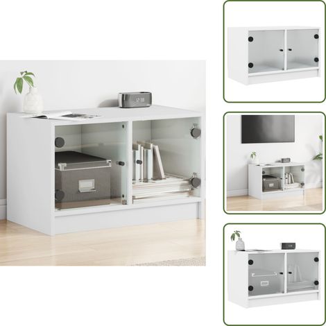 Armadio con ante in vetro - vidaXL Mobile Porta TV con Ante in Vetro Bianco 68x37x42 cm - Armadio per TV