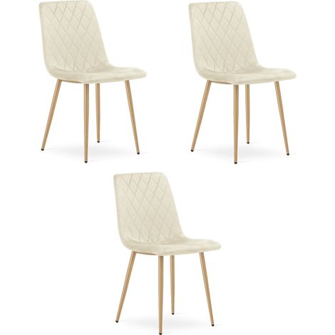 Silla Turín - terciopelo beige claro / patas color madera x 3 (1/5)