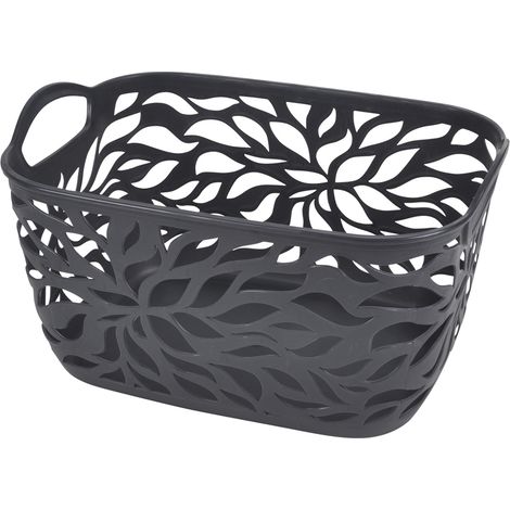 Paniere corbeille 3.5 L motif vegetal 16 x 24 cm anthracite