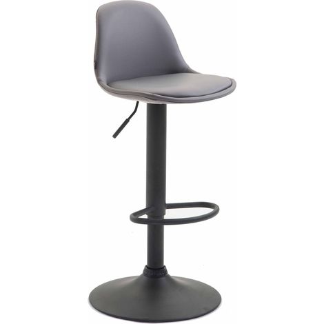 Sgabello da bar dal design moderno con poggiapiedi in materiale sintetico blu con gambe in metallo nero opaco 100000277