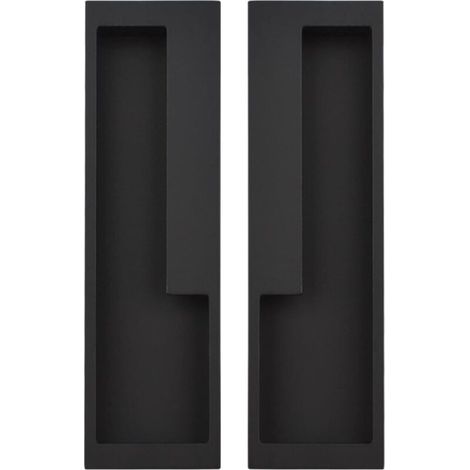 Lntyq Lot de 2 poignées de porte coulissante encastrées en alliage d'aluminium, 20 cm, modernes et simples pour tiroir de grange, placard, armoire/noir mat