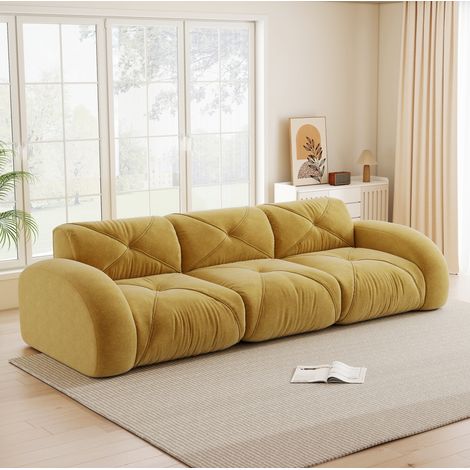 FloraGrace Sofa modulaire sans cadre, chenille, assise 32D, 3 places, charge 200 kg par siège, jaune (1/5)