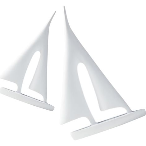 Lot de 2 Sculptures de Voiliers en Résine Blanche Modèle de Bateau Miniature Abstrait Décoration Nautique Moderne pour Table et Étagère Figurines Stables et Élégantes pour (1/5)