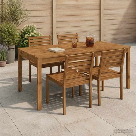 vidaXL Mesa de cena de jardín Natural 180 x 88,5 x 75 cm (1/5)