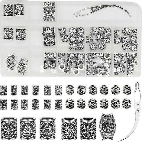 Vikings Runes Hair Beard Beads For Bracelets Pendant Necklace Diy Jewelry (1/4)