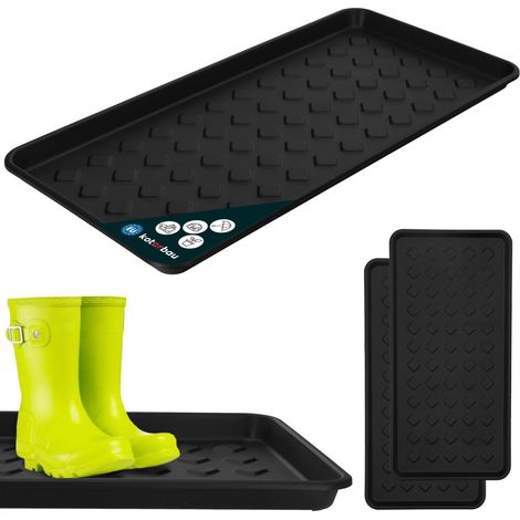 Tapis égouttoir à chaussures étroit KOTARBAU® pour couloir et armoire, noir, 71,6 x 34,8 cm, lot de 2 (1/5)