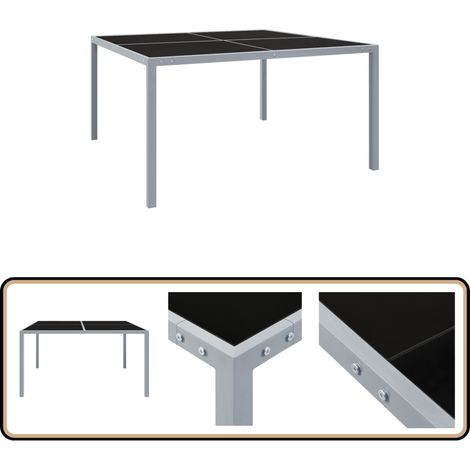 Table de jardin 130x130x72 cm Gris Acier et verre - Table De Jardin - Table Extérieure - Mobilier De Jardin - Table Ronde - Table En Métal (1/5)