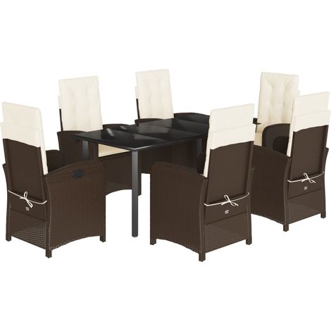 Maison Exclusive - Set da Pranzo da Giardino 7pz con Cuscini in Polyrattan Marrone (1/5)