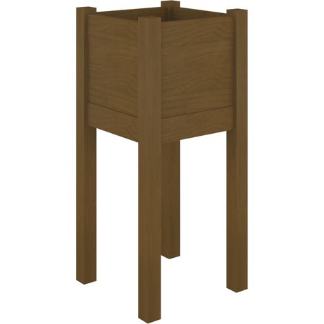 Vaso per fioriera aiuola rialzata piante fiori terrazza giardino esterno 31 x 31 x 70 cm legno di pino marrone 020038542
