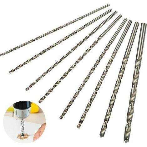 Set de Foret Extra Long 200mm 8Pcs Superma, Foret en Acier à Grande Vitesse, Tige Droite avec Diamètre de 4mm, 4.2mm, 4.5mm, 5mm, 5.2mm, 6mm, 8mm, 10mm (1/5)