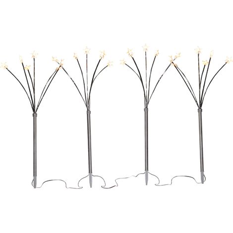 Stern Gartenstecker mit 24 LED und Timer - 4er Set - Weihnachten Advent Winter Garten Balkon Terrasse Dekoration für Außen