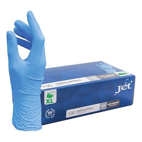 Ecolands – Boîte de 100 gants nitrile non poudrés – Taille 10/XL – Apte contact alimentaire – Normes EN 455 et EN 374 (1/4)