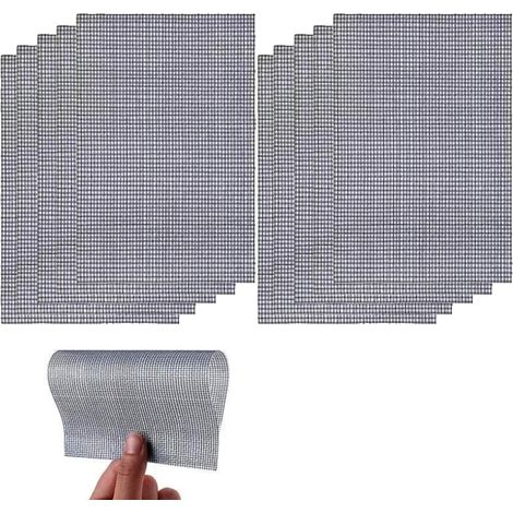 10 pièces Patchs de Réparation pour Moustiquaire, 130 x 180 mm Grille Grillage Métallique Filtre Anti Insecte Mesh Maille Anti-Moustique Tissu Adhésif en Fibre de Verre (1/5)