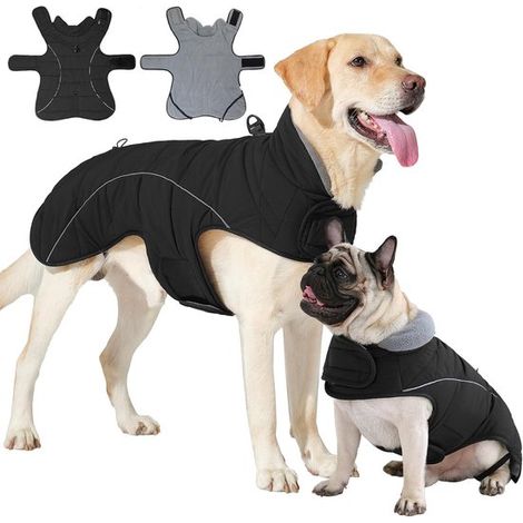 Chaqueta para perros con velcro, apta para perros pequeños, medianos y grandes, color negro, talla M. (1/5)