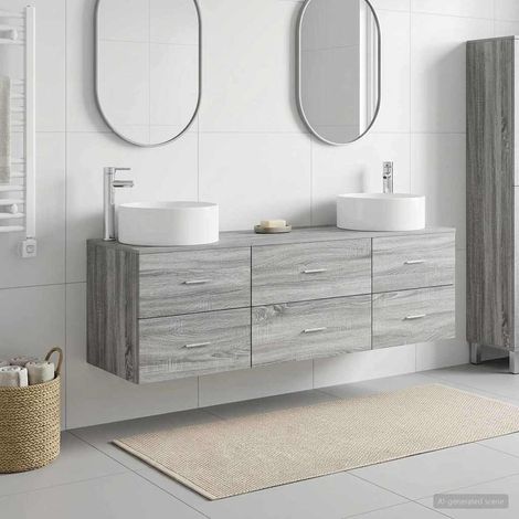vidaXL Bathroom Furniture Set 3 pcs Grey Sonoma 161.5 x 44.5 x 80 cm (1/5)
