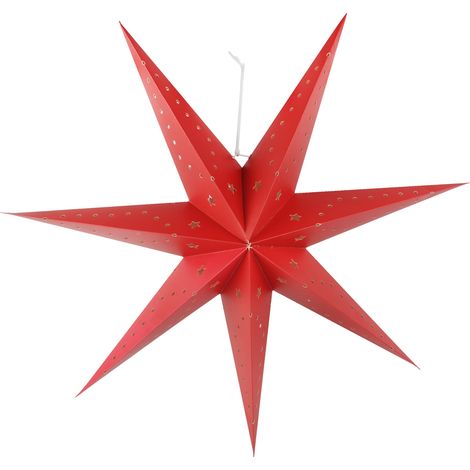 LED Hänge Lampe Papier Stern X-MAS Dielen Weihnachts Deko Strahler rot