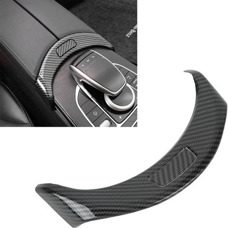 Autocollants décoratifs pour boutons d'accoudoir de voiture, style fibre de carbone, compatibles avec Mercedes-Benz Classe C W205, GLC et X253 (2015-2021). (1/5)