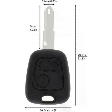 Coque de clé télécommande 2 boutons avec lame 206 et 2 micro-interrupteurs, compatible avec Peugeot 106, 206, 306 et 406-JXLGV (1/5)