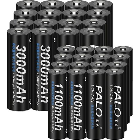 Batterieladegerät, 12 Steckplätze, LCD-Display, 16AA 16AAA (1/2)