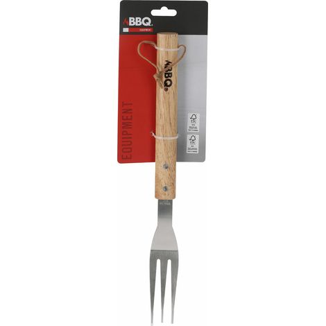 Tenedor de barbacoa de acero inoxidable con mango de madera de 38 cm - BBQ (1/2)