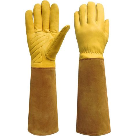 Protective gloves, gardening gloves, puncture and cut resistant - length 45, width 12.5 cm - brown (1/4)
