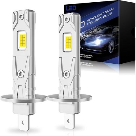 Ampoule LED H1 30000 LM 220W 7000K Lumière Blanche,Nouvelle Génération 2025,Réplication,1:1 Phares Halogènes,Refroidissement à Double Trou,Plug and Play,Adaptable aux Voitures et Motos,2 Pcs (1/5)